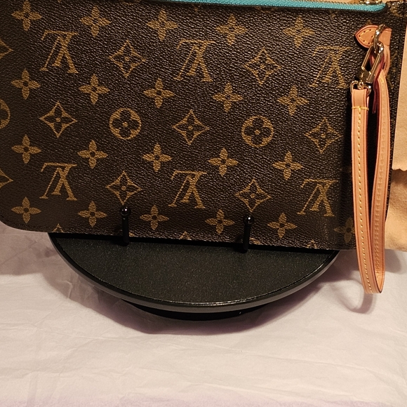 Louis Vuitton Neverful MM Turquoise Pochette, Box,Ribbon & Dust Bag - Picture 16 of 16